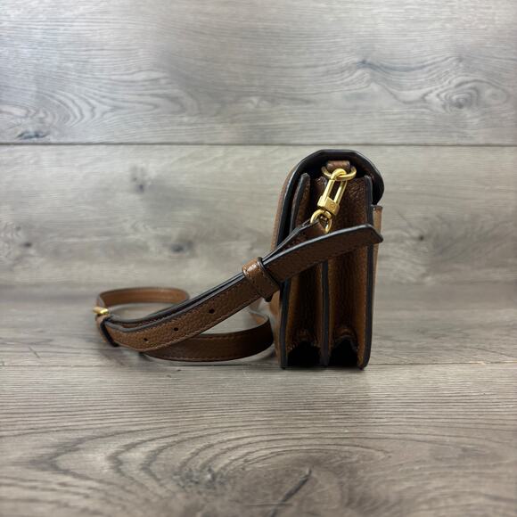 Tory Burch Britten Mini Satchel Tiramisu 140972 Leather Handbag - Picture 8 of 14